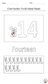 Coloring Number 14 with Animal Friend Worksheet