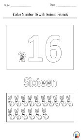 Coloring Number 16 with Animal Friend Worksheet