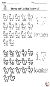 Tracing and Coloring Number 17 Worksheet