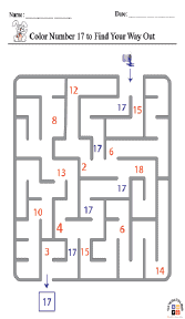 Color Number 17 for the Find Your Way Out Worksheet