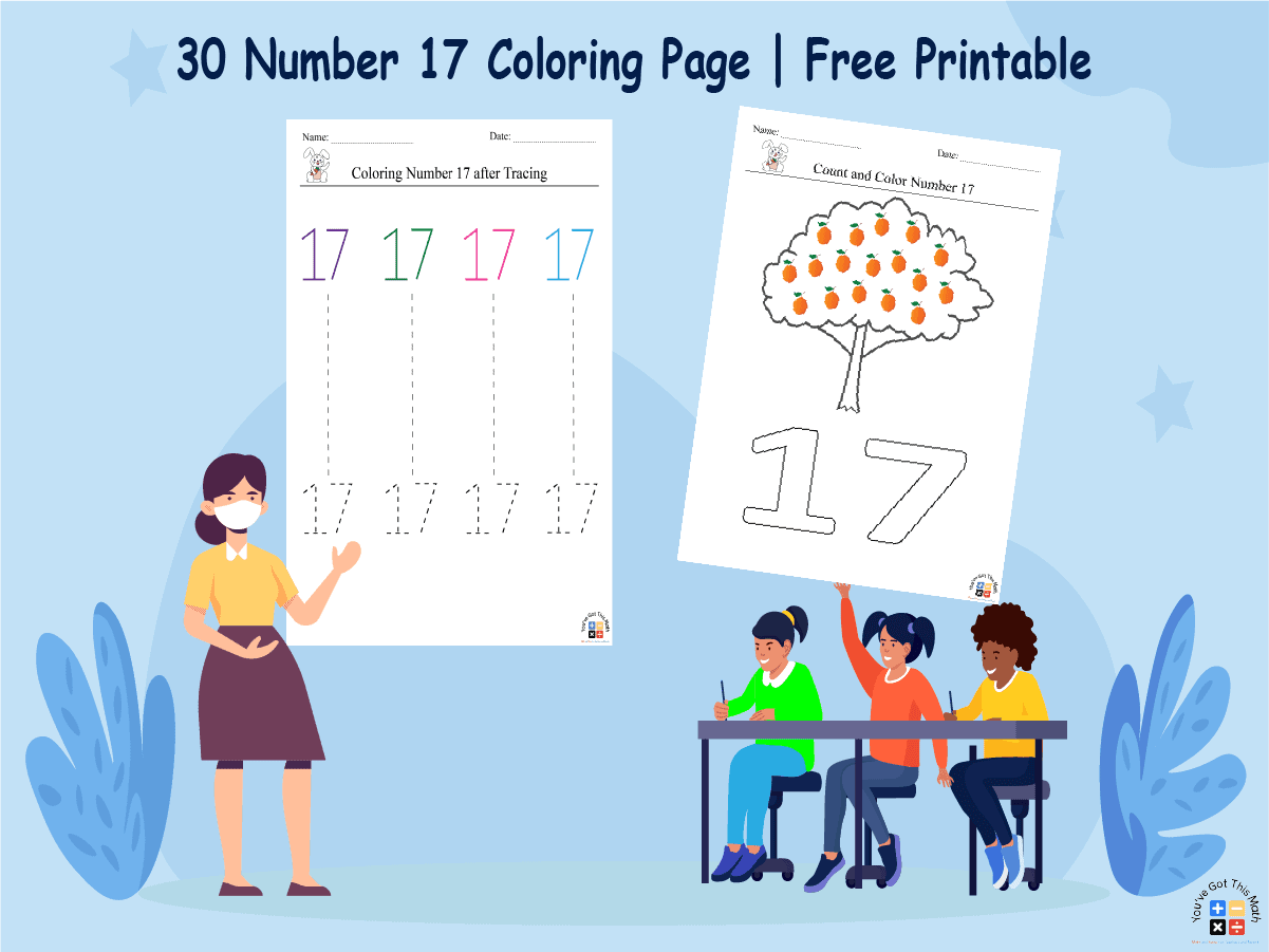 30 Number 17 Coloring Pages | Free Printable