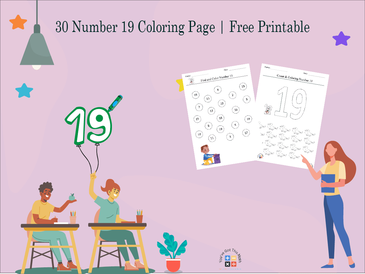 30 Number 19 Coloring Pages | Free Printable