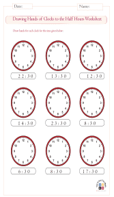 telling time to the half hour worksheets