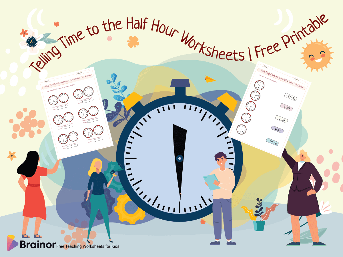 20+ Telling Time to the Half Hour Worksheets | Free Printable