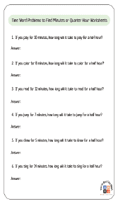 time word problems grade 1