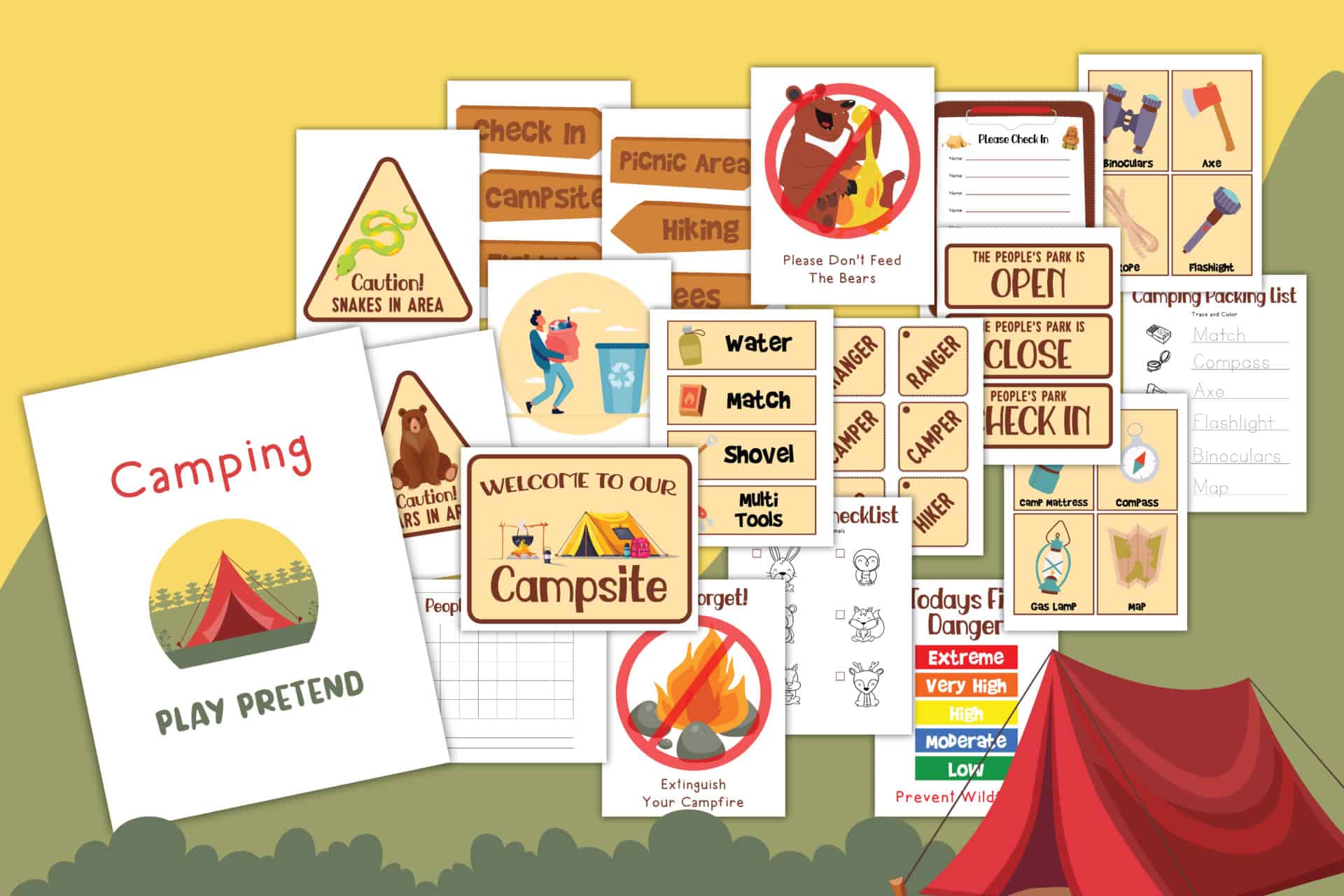 Camping Pretend Play Activities | Free Printable