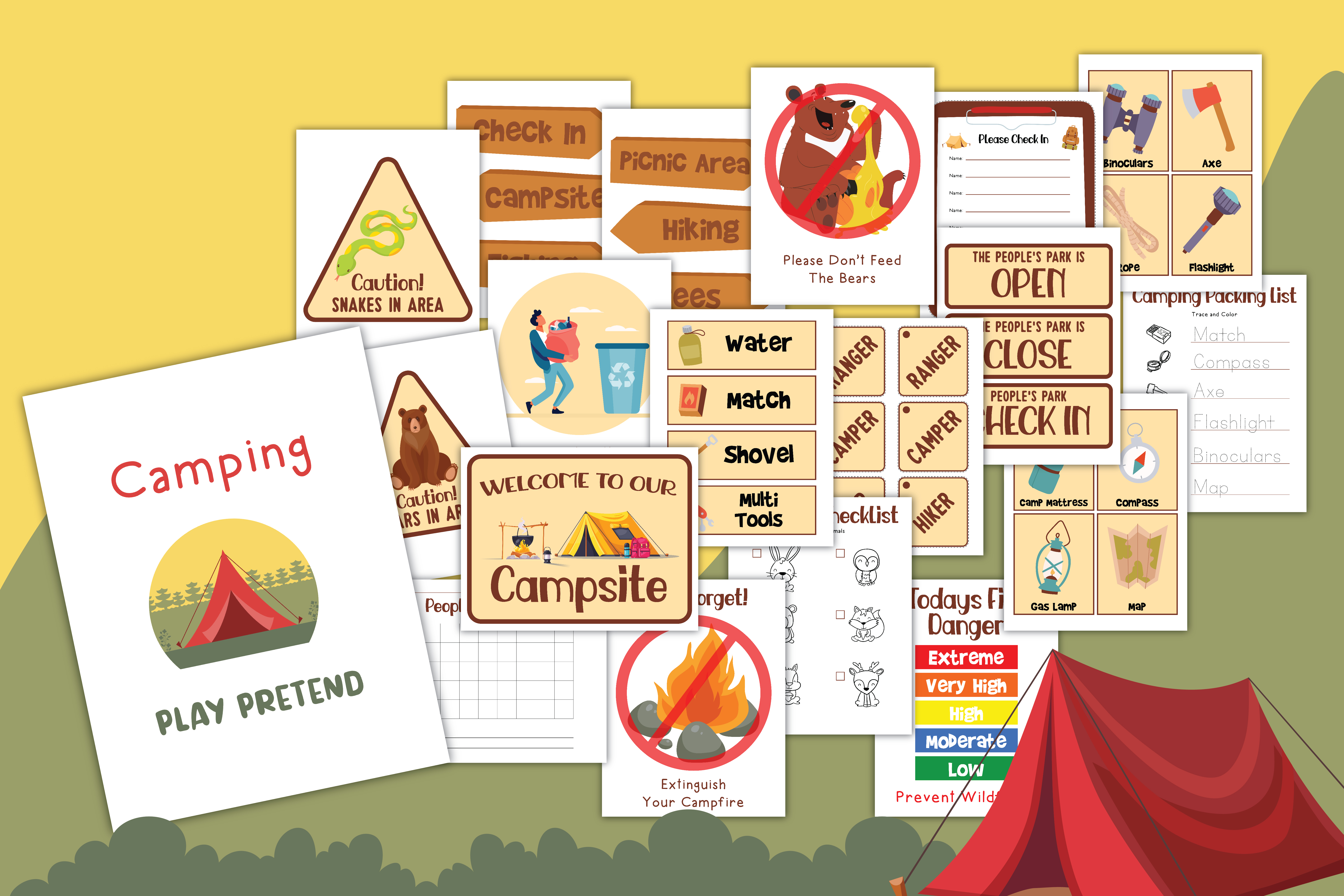 Camping Pretend Play Activities | Free Printable