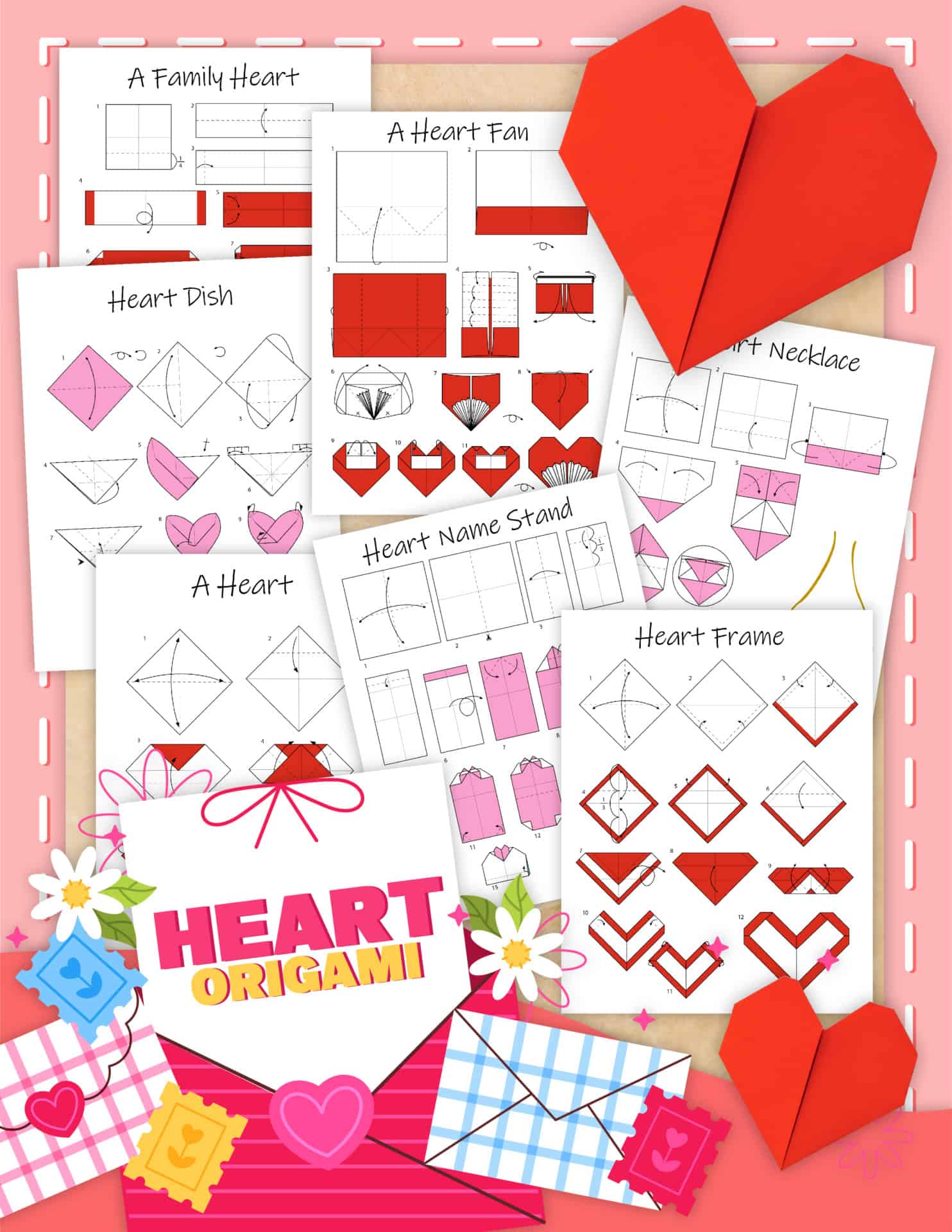 Origami Heart For Kids | Step-by-Step Illustrations