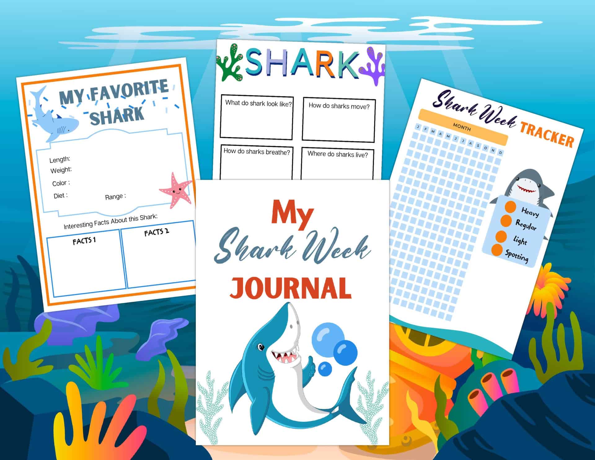 Shark Week Bullet Journal For Kids | Free Printable