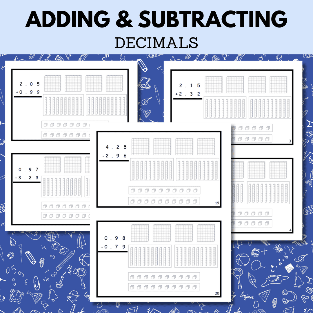 Add And Subtract Decimals Using Base Ten Blocks | Free Printable