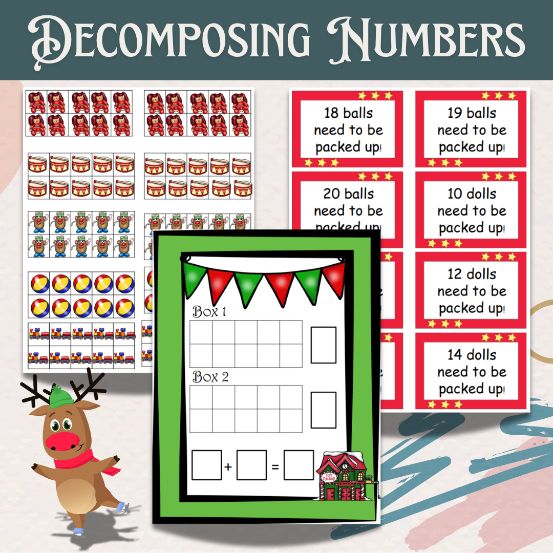 Decomposing Numbers 10-Frame Christmas Worksheets | Free Printable