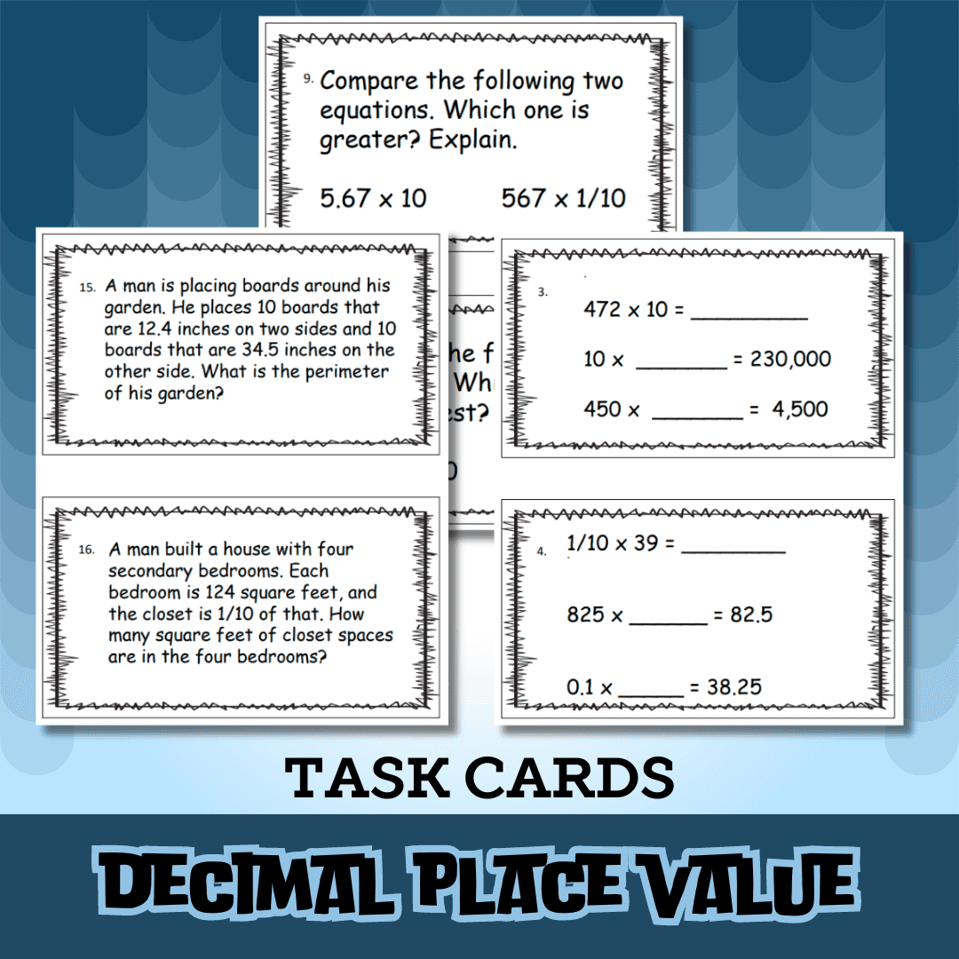 Decimal Place Value Task Cards Activities | Free Printable