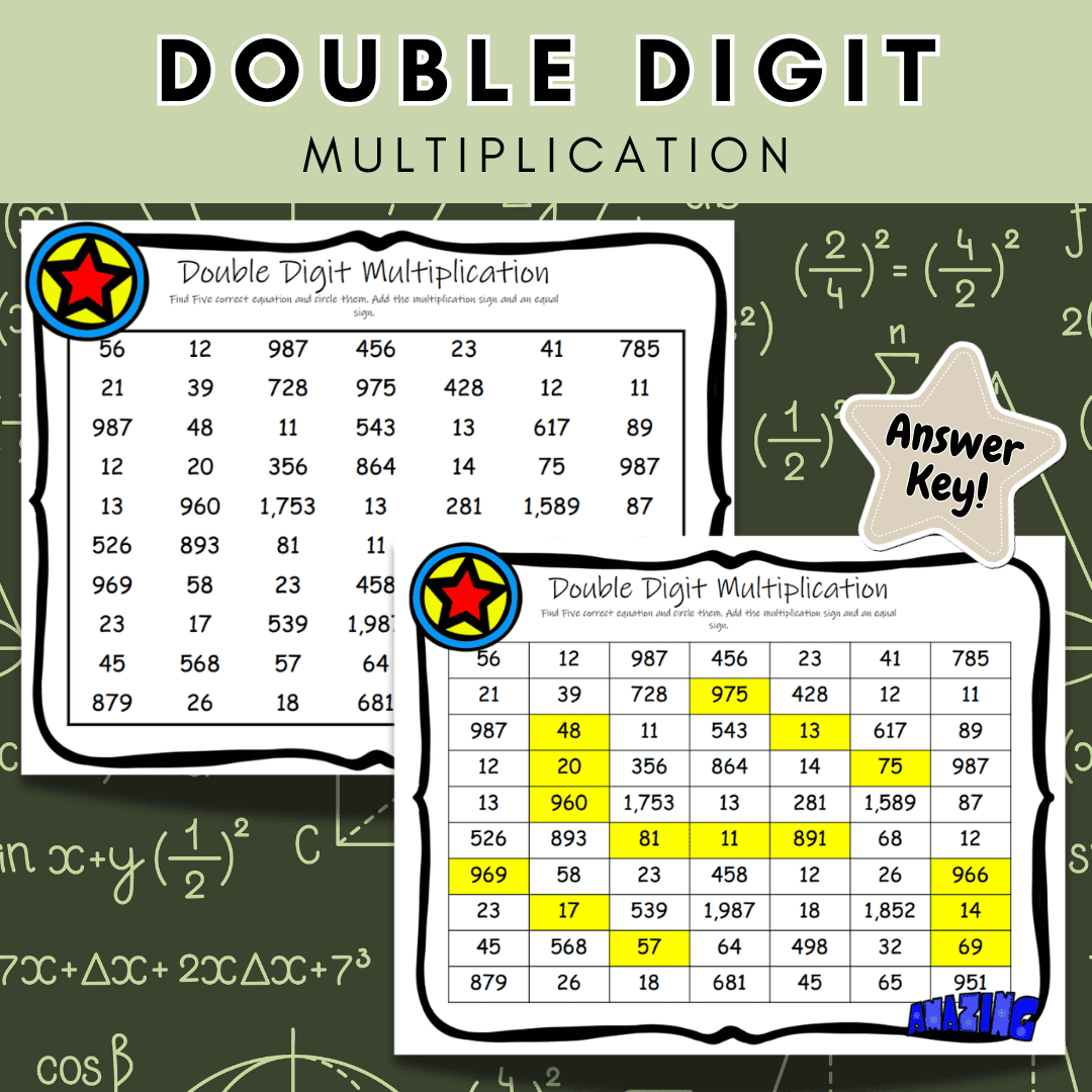 Double Digit Multiplication Game | Free Printable